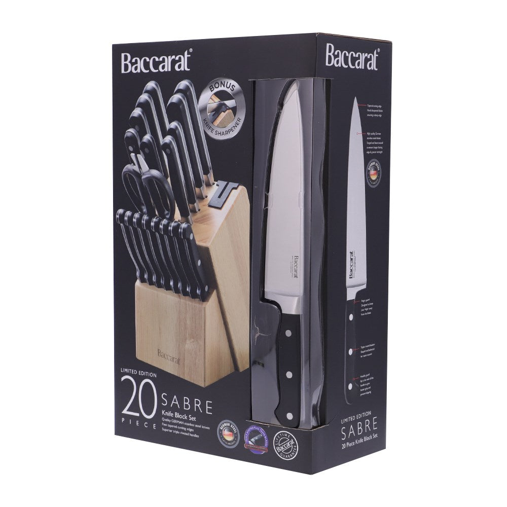 Baccarat 20 Piece Sabre Knife Block Shears Carving Santoku Lifetime