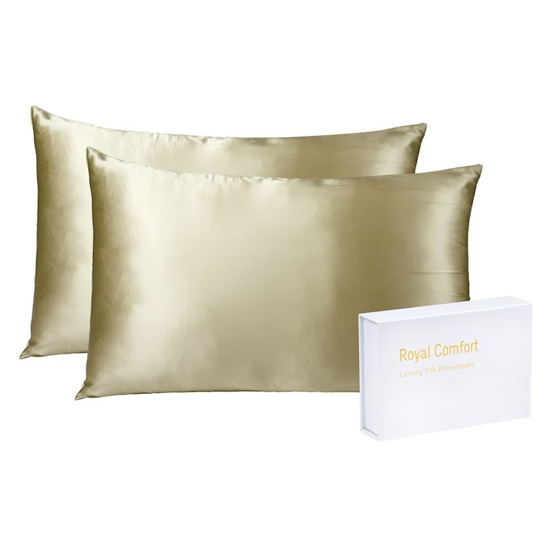 Royal Comfort Mulberry Silk Pillow Case Twin Pack Champagne Buy