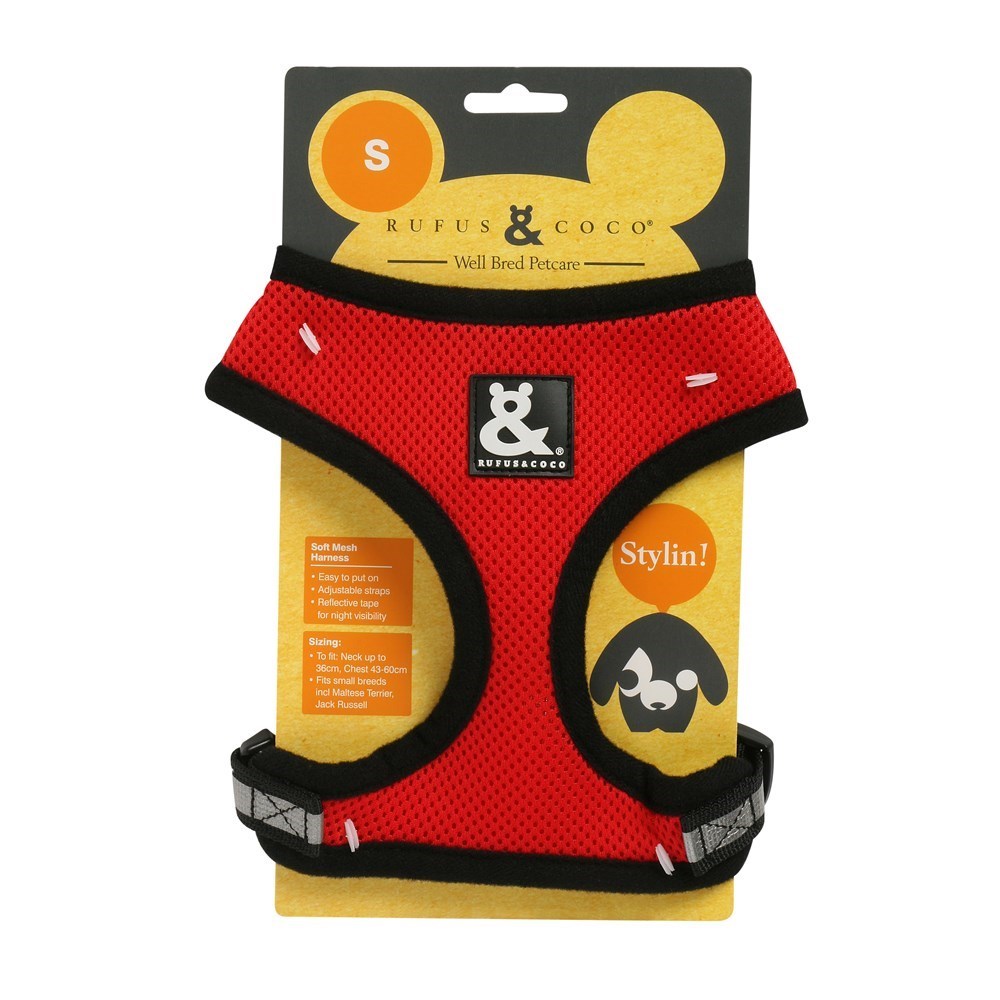 Rufus & Coco Soft Mesh Dog Harness Red Small Buy Pet Collars & Harnesses 9340510007481