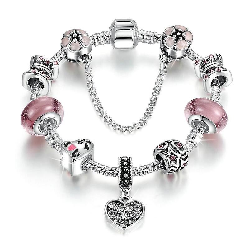 Pandora Inspired Full Set Beaded Charm Bracelet - Pink | Buy Bracelets ...