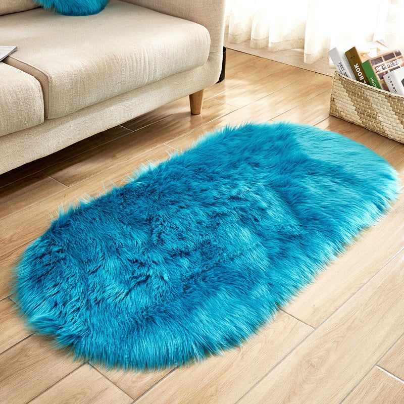 Oval Shaped Artificial Wool Fur Soft Plush Rug - 969719