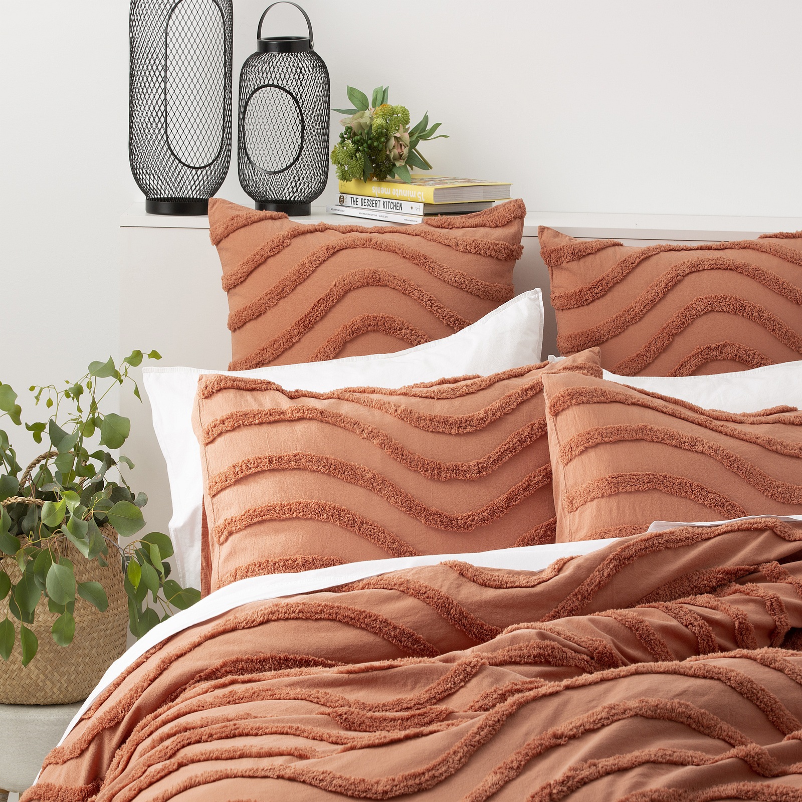 Cloud Linen Wave 100% Cotton Chenille Vintage washed tufted Quilt cover