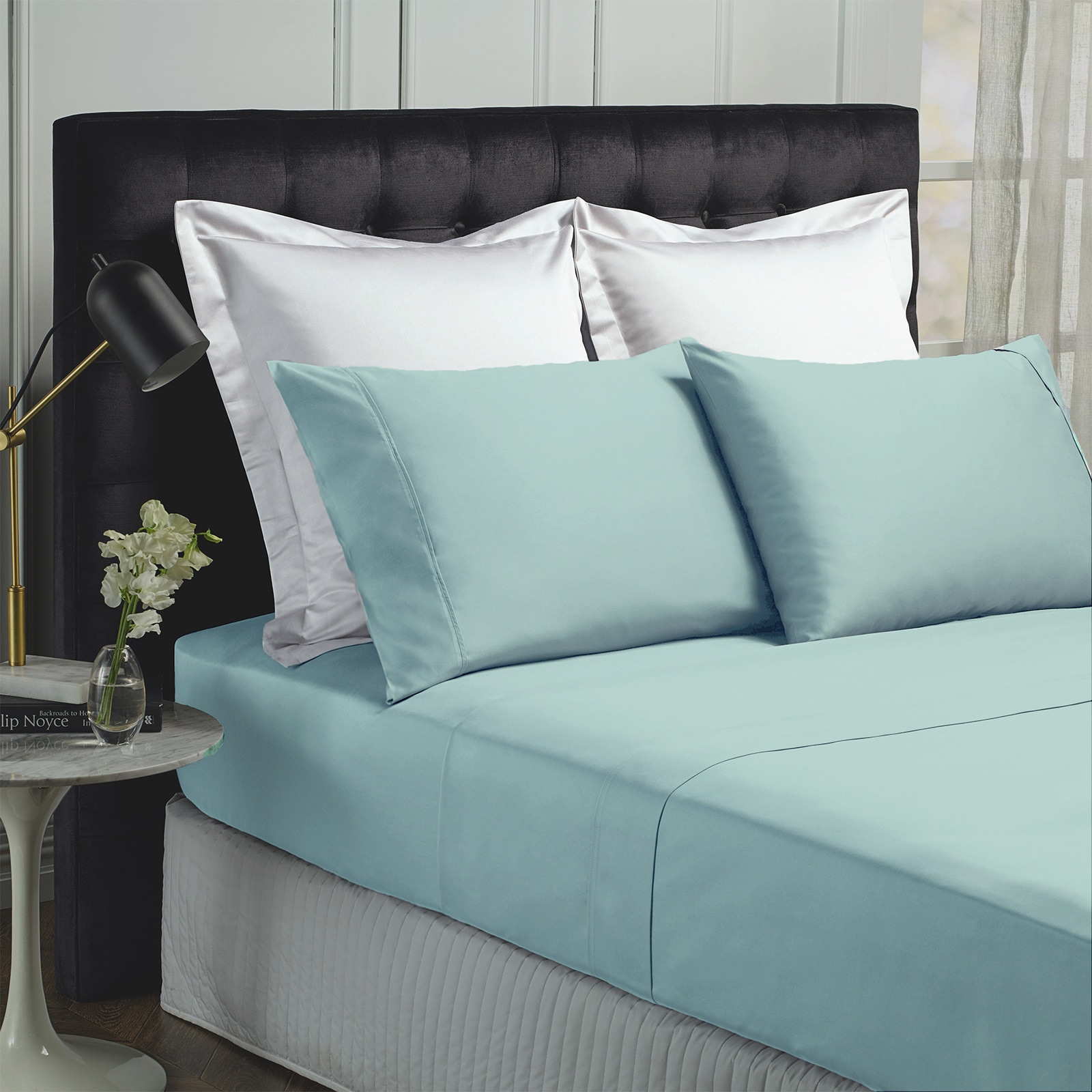 Park Avenue 500 Thread Count Natural Bamboo Cotton Sheet Sets Blue Fog