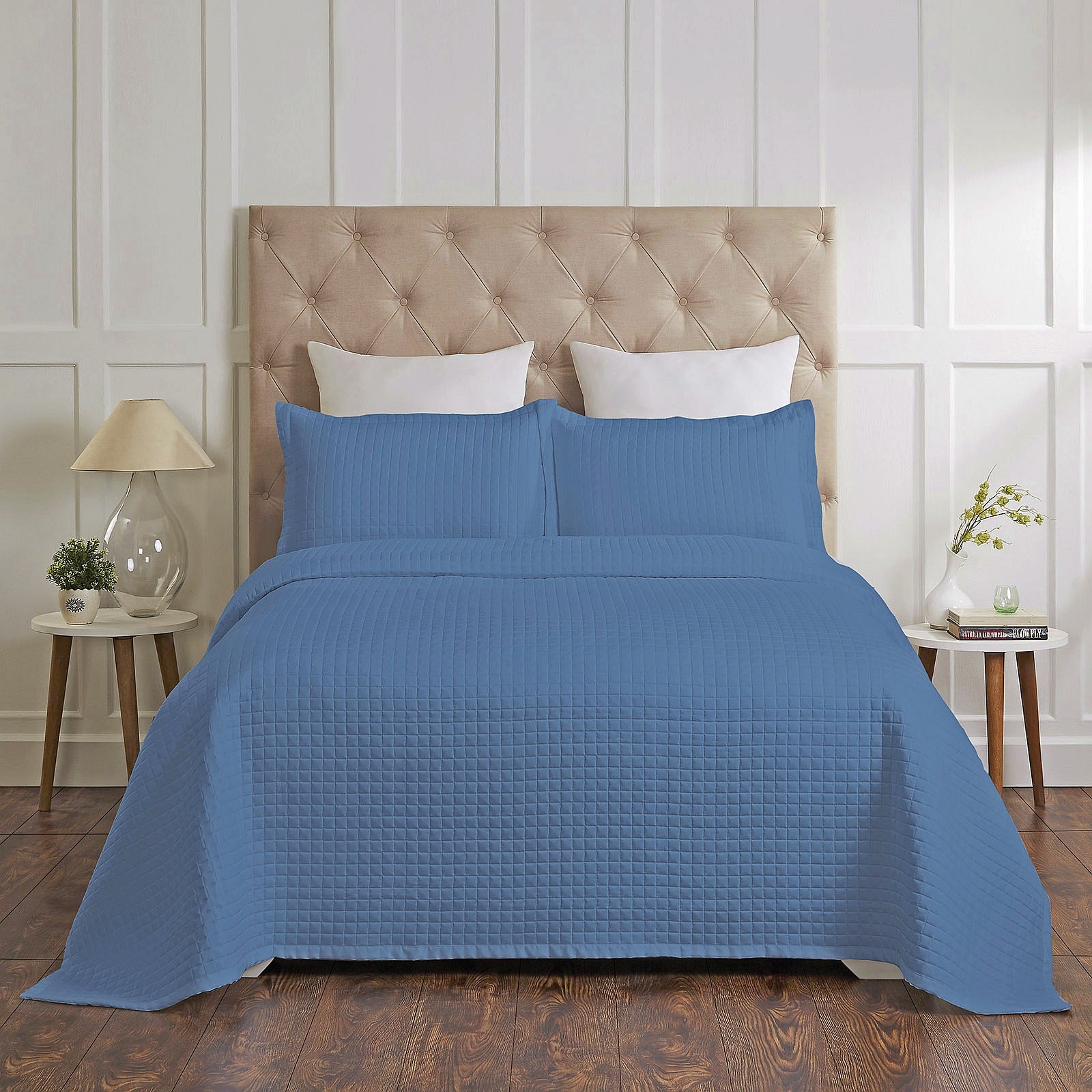 Renee Taylor Madrid Cotton Quilted Coverlet Set Blue Buy Queen