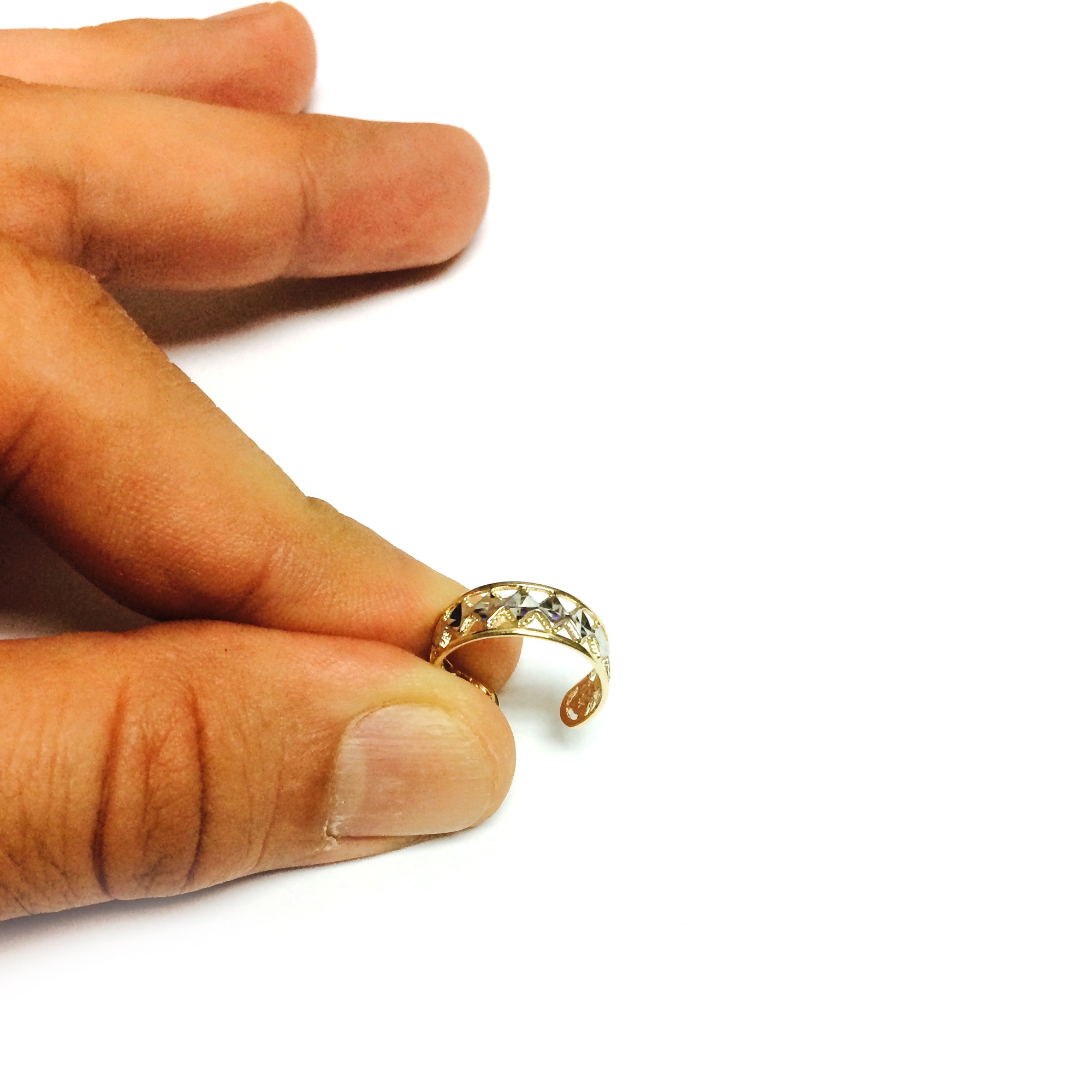 14K Yellow Gold Mill Grain Adjustable Toe Ring
