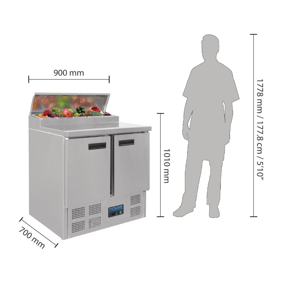 Polar GSeries Pizza Prep Counter Fridge 254Ltr Buy Commercial Kitchen Equipment 5050984283970