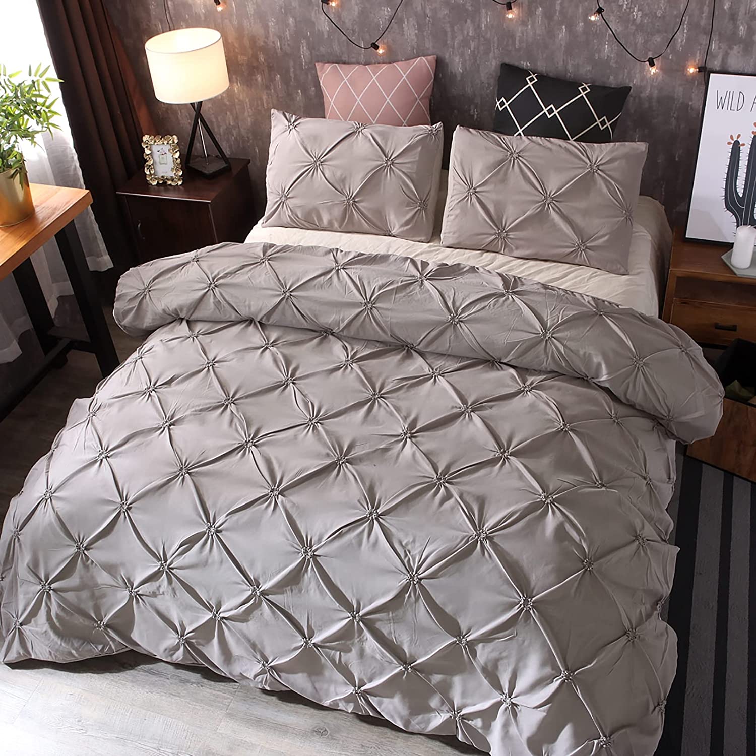 cushion mania 3 Piece Quilted Bedspread Throw Comforter Bedding Sets Shams Checks Double King WINE 