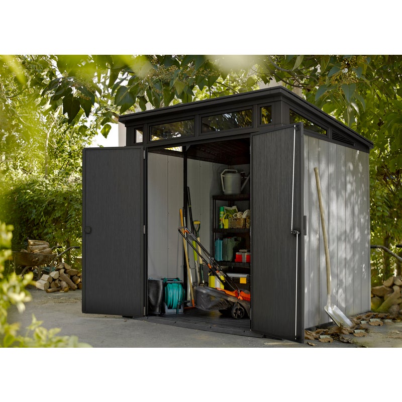 KETER Artisan 7x7 Large Outdoor Storage/Garden Shed (Deco Grey