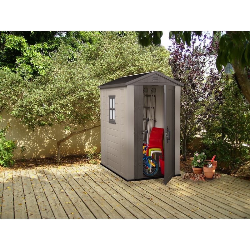 KETER Factor 4x6 Outdoor Storage/Garden Shed (Taupe/Beige