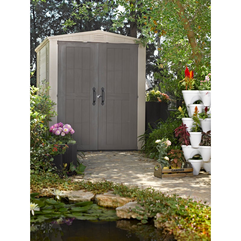 KETER Factor 6x6 Outdoor Storage/Garden Shed (Taupe/Beige 