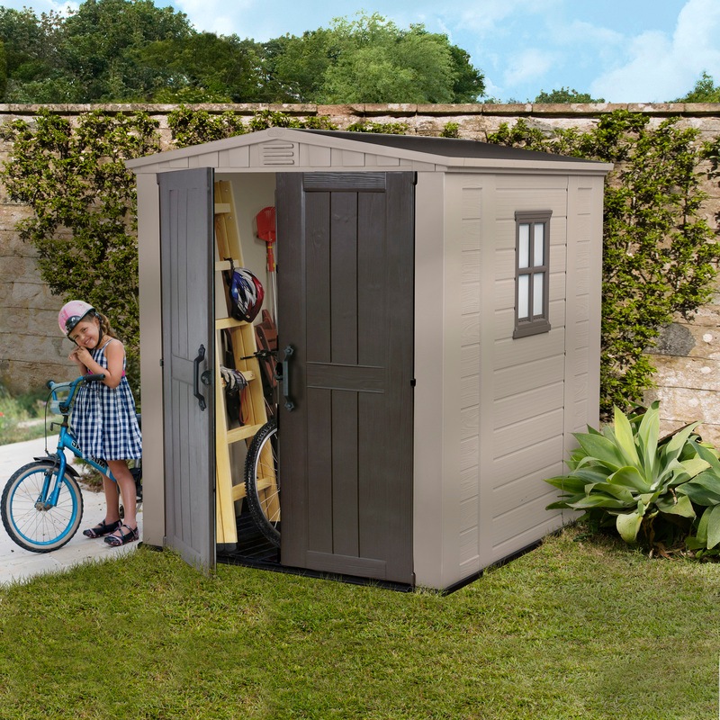 KETER Factor 6x6 Outdoor Storage/Garden Shed (Taupe/Beige 