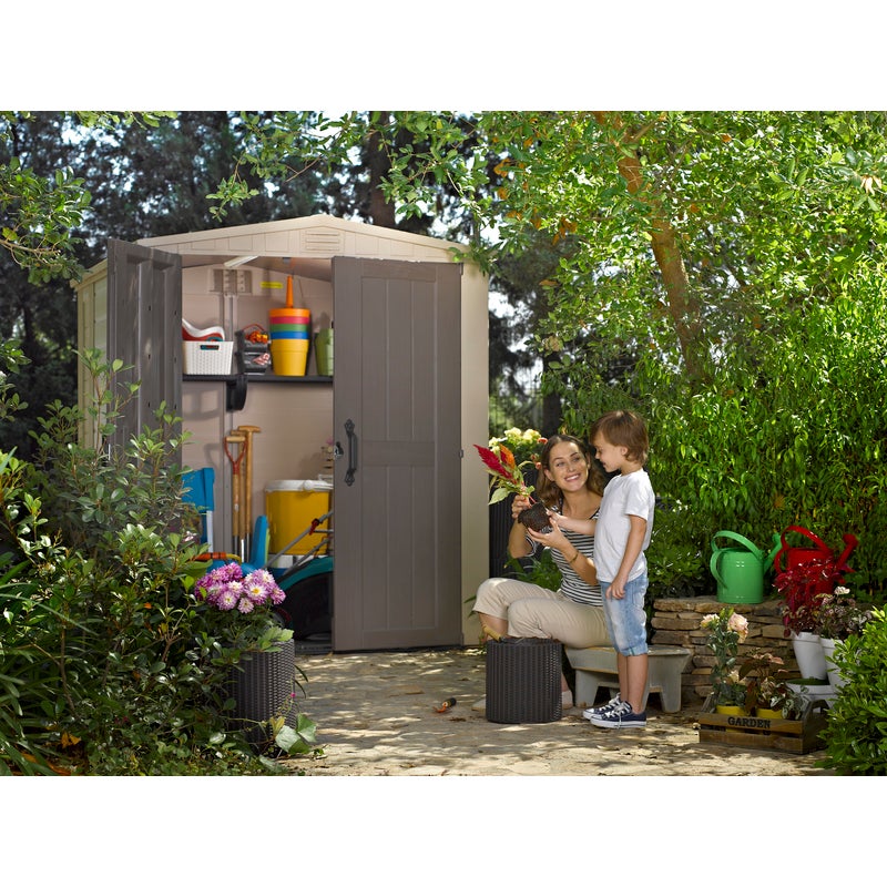 keter newton 7511 large outdoor storage/garden shed brown