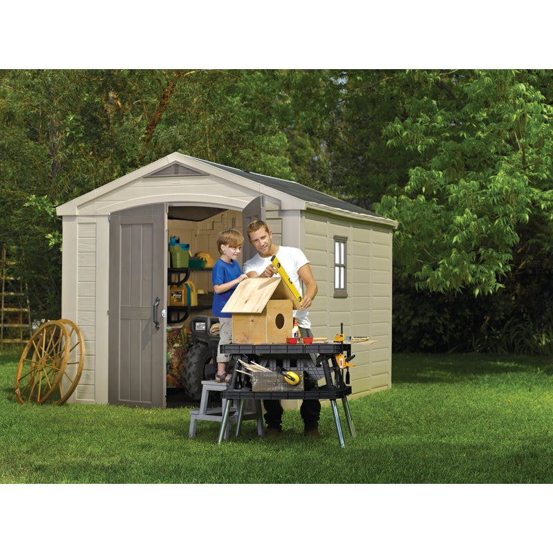 KETER Factor 8x11 Large Outdoor Storage/Garden Shed (Taupe 