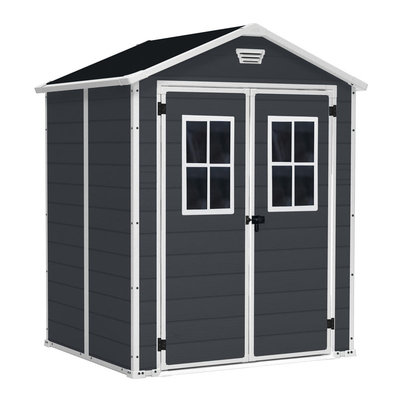 keter manor 6x5 outdoor storage/garden shed dark grey