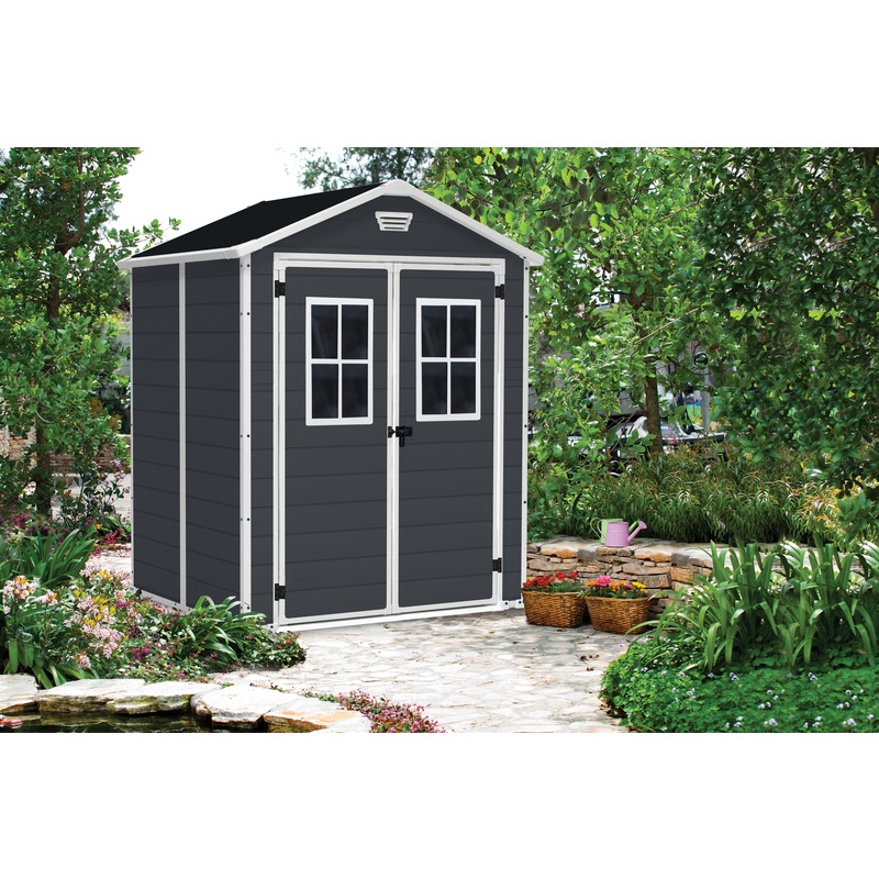 keter manor 6x5 outdoor storage/garden shed dark grey