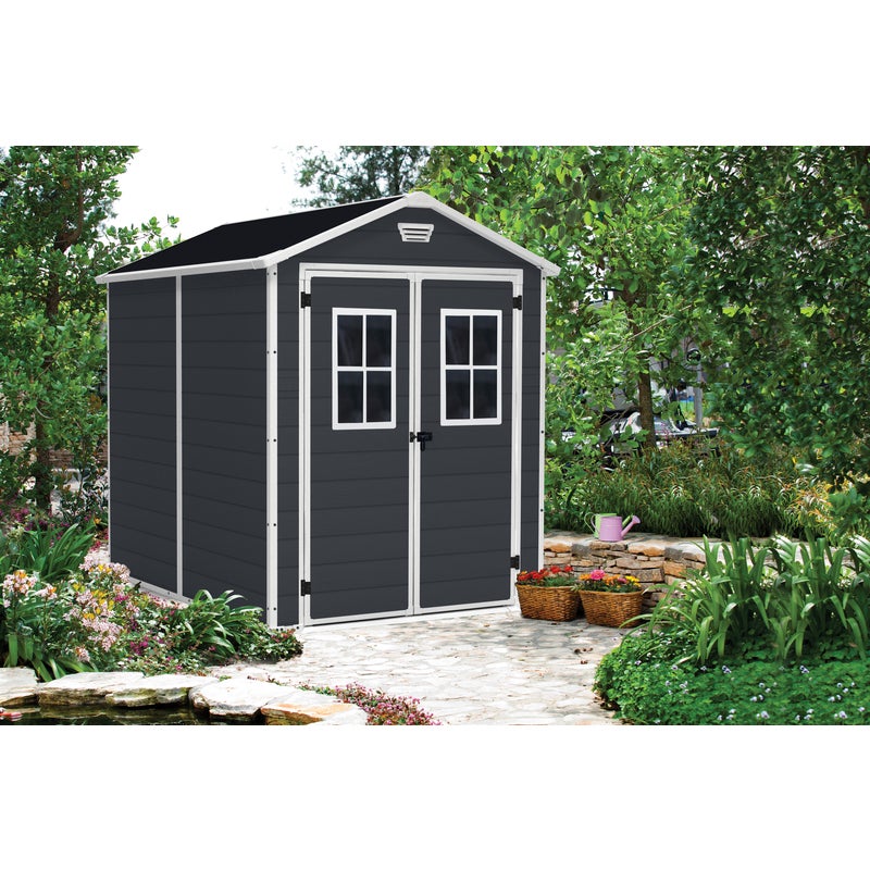 KETER Manor 6x8 Outdoor Storage/Garden Shed (Dark Grey 