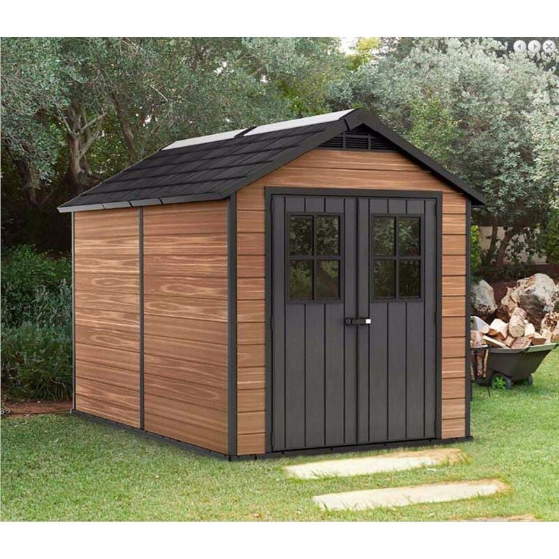 keter newton 7511 large outdoor storage/garden shed brown