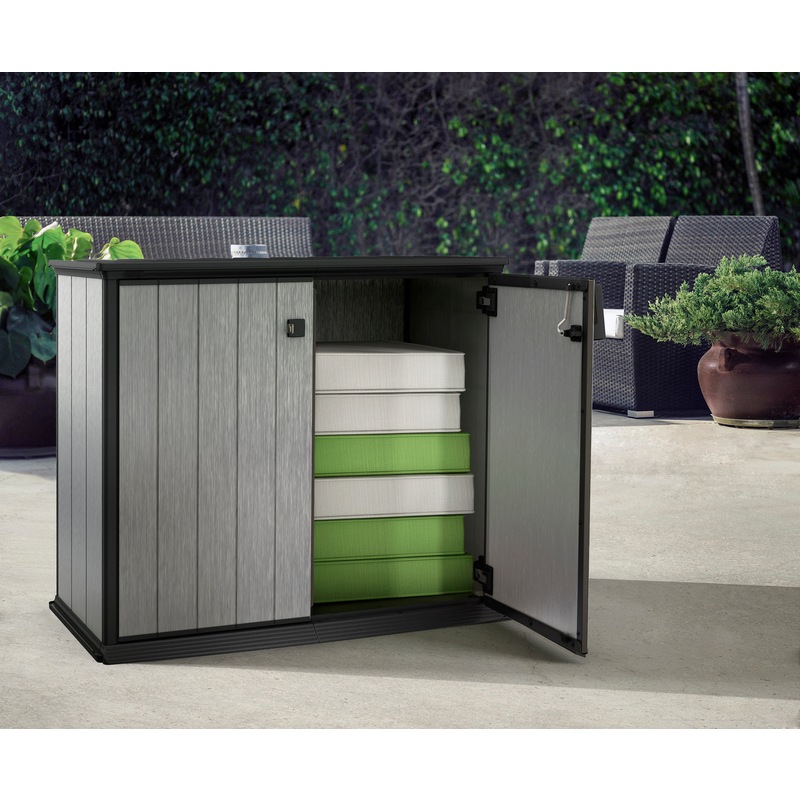 KETER Patio Store Outdoor Storage/Wheelie Bin Shed (Deco Grey