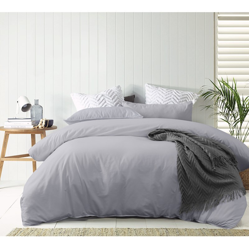 Stonewashed 100% Cotton Quilt Cover Set - Silver | Buy Quilt Cover Sets ...