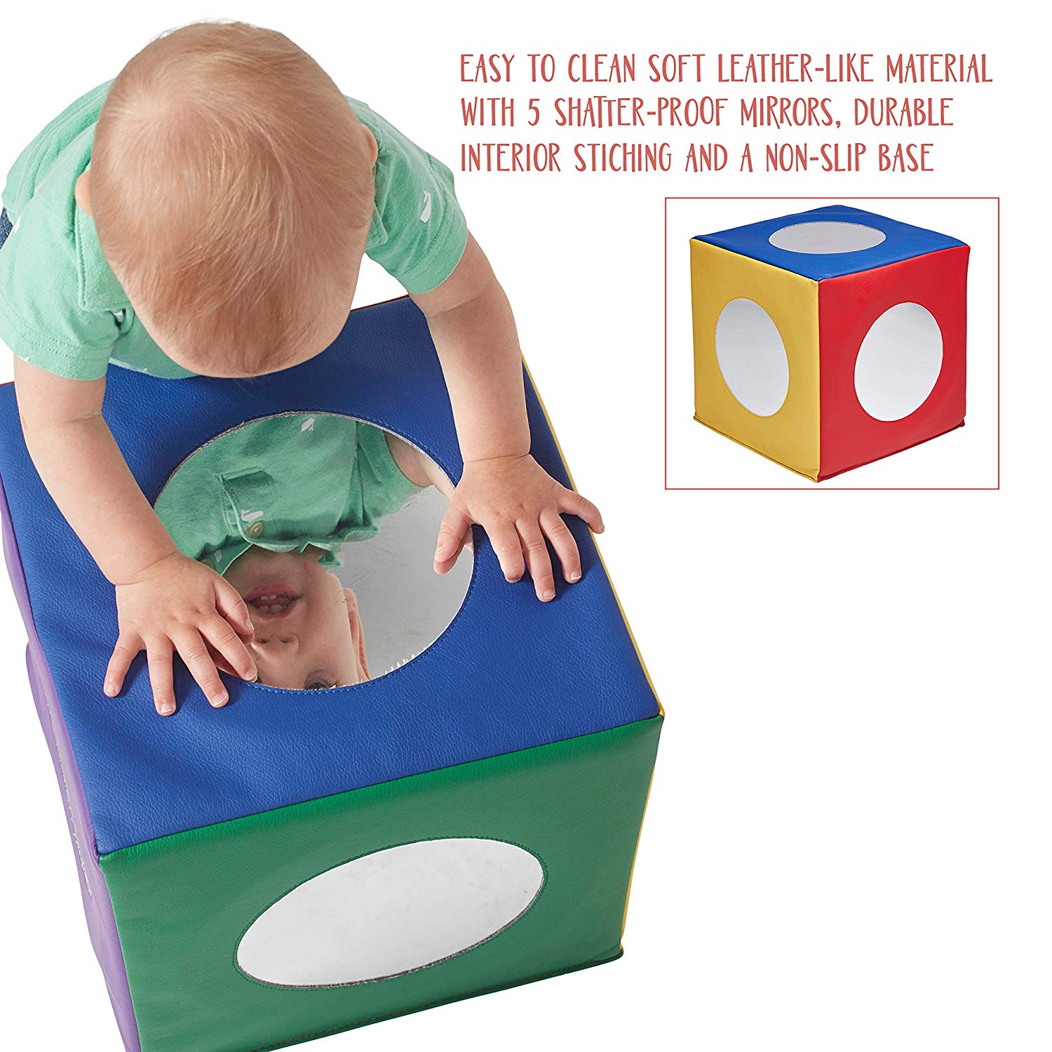 Baby Toddler Large Soft Foam Block Mirror Cube Foam Sensory Toy Play