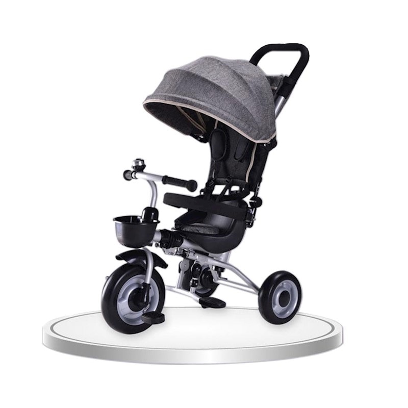 Foldable Kids Trike Baby Toddler Tricycle with Canopy and Parent Push Brake Grey Buy Trikes