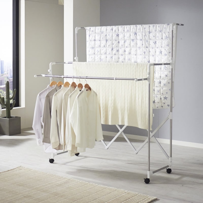 Heavy Load Large Foldable Rolling Clothes Airer Laundry Drying Rack