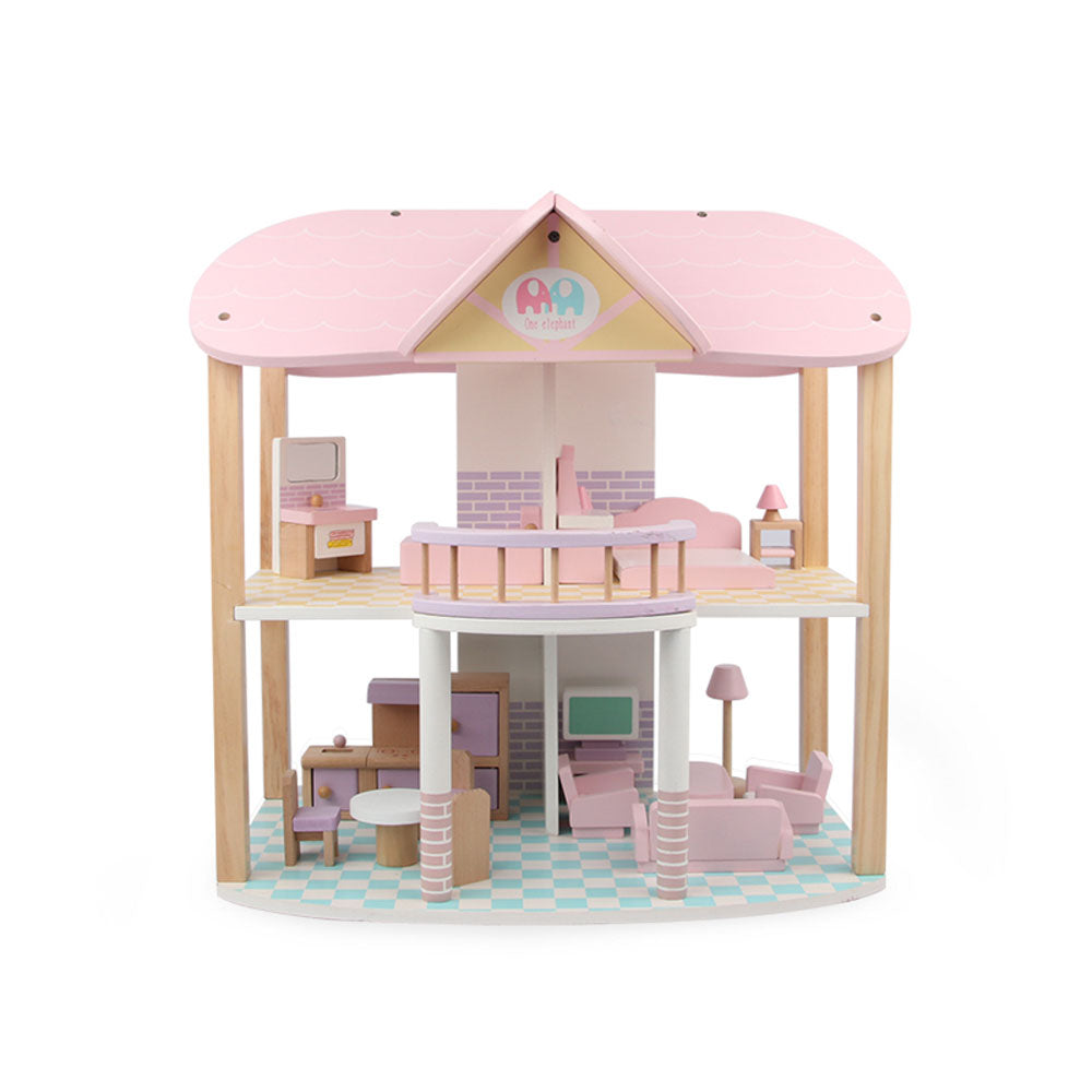 Princess Palace Look Wooden Dollhouse Pretend Role Play House 22pcs ...