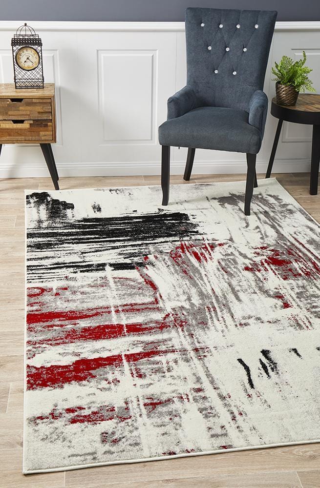 Lydia Abstract Rug Red Black White Grey Buy Modern Rugs 9375321849067