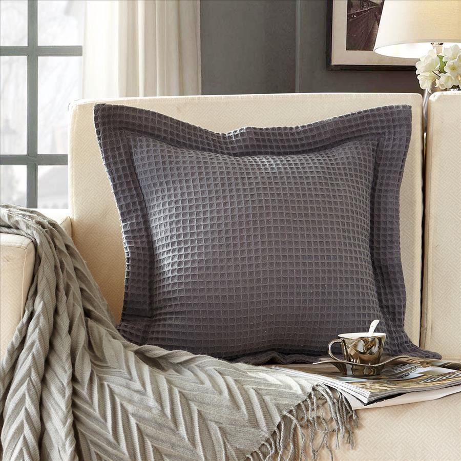 100 Cotton 350gsm Grey Waffle European Cushion 65x65cm+5cm Buy Cushions 1067179