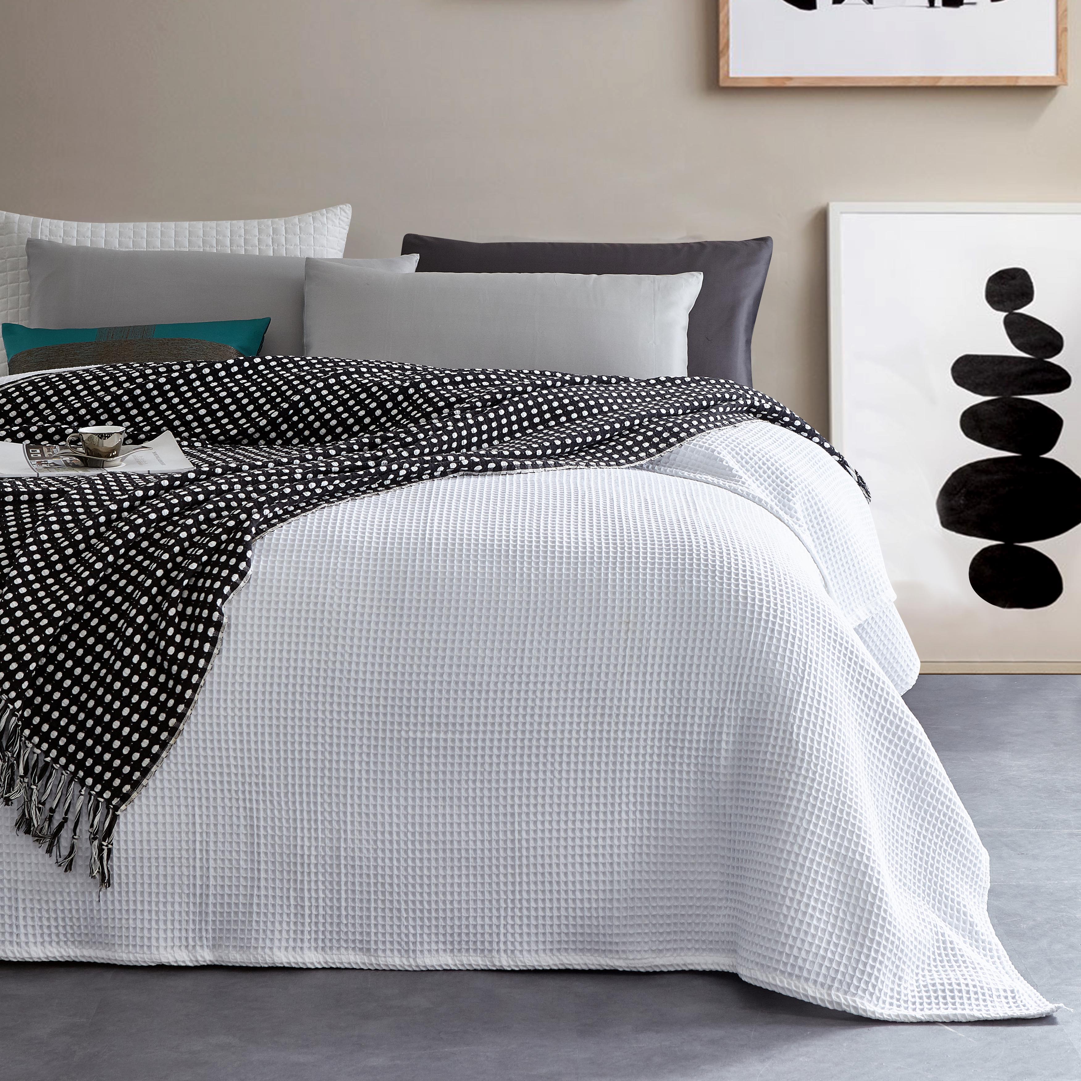 100% Cotton 350gsm White Large Chunky Waffle Blanket | Buy Single ...