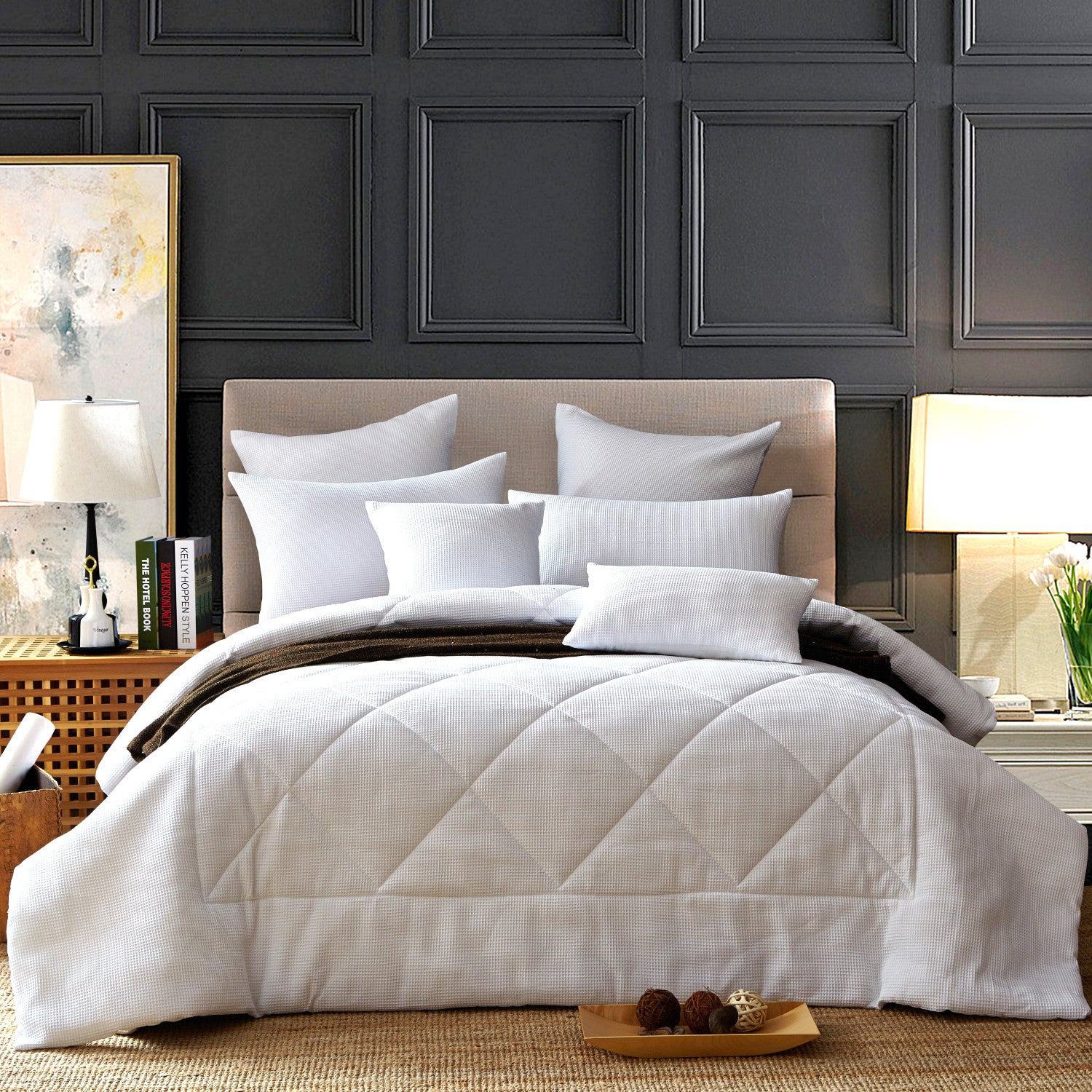 7pcs 100 Cotton White Waffle Comforter Set Buy Quilts & Duvets