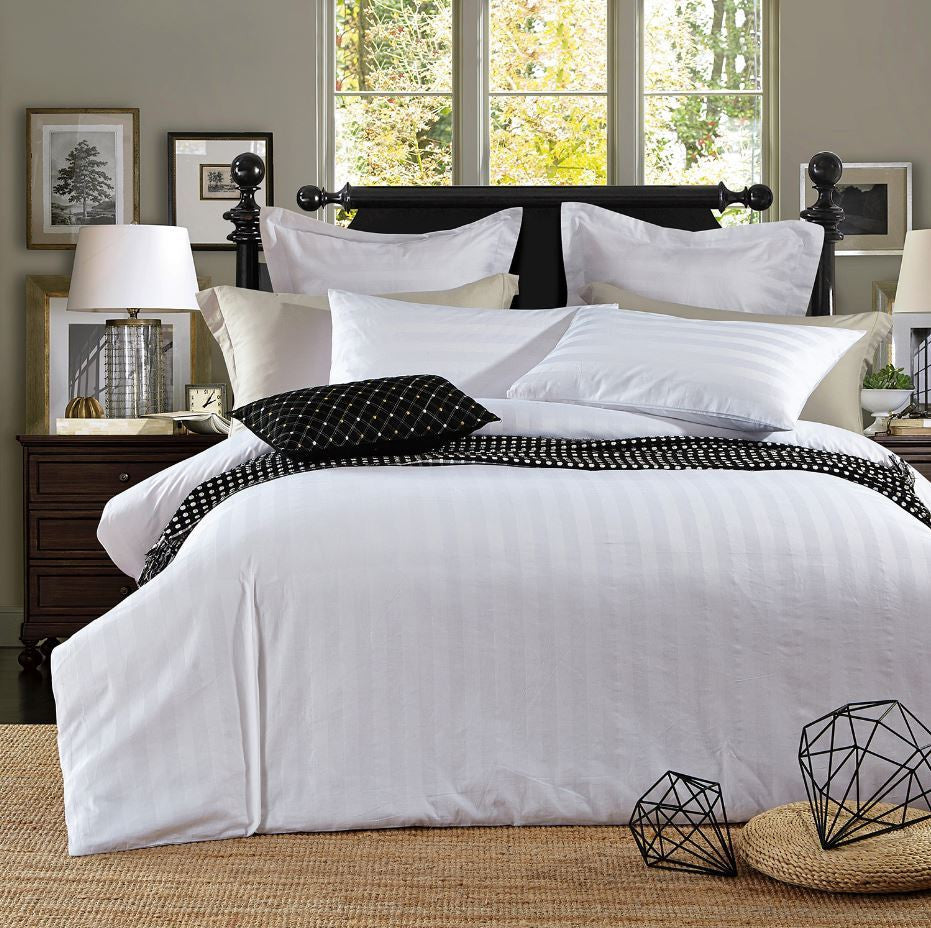 Cotton White Sateen Stripe Duvet Cover Set Buy Quilt Cover Sets 1067566