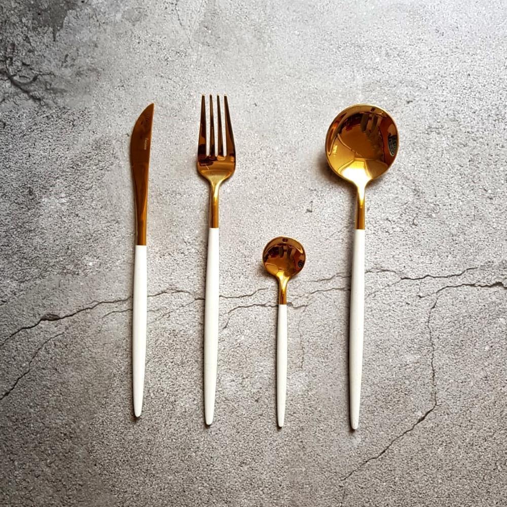 Gold & White Cutlery Set (16 Piece Cutlery Set) Buy Cutlery Sets