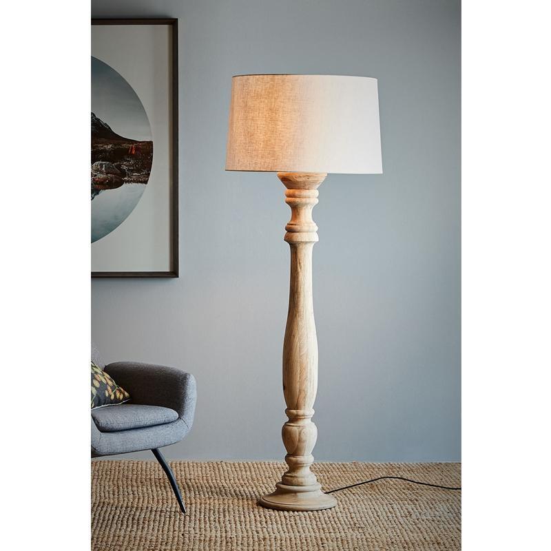 Turned Wood Statement Floor Lamp Large in Weather Barn Or ...