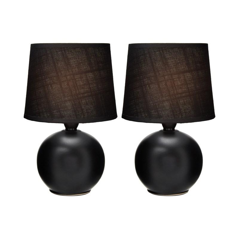 Louis Ceramic Modern Round Table Lamp Set Of 2 in Black Lexi Lighting