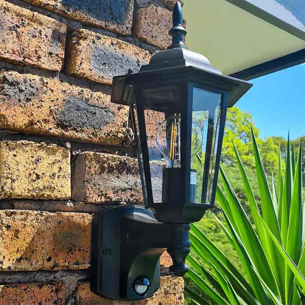 Tilbury Exterior Wall Light with Sensor in Beige/Black/White Mercator Lighting PLMX4011/SEN