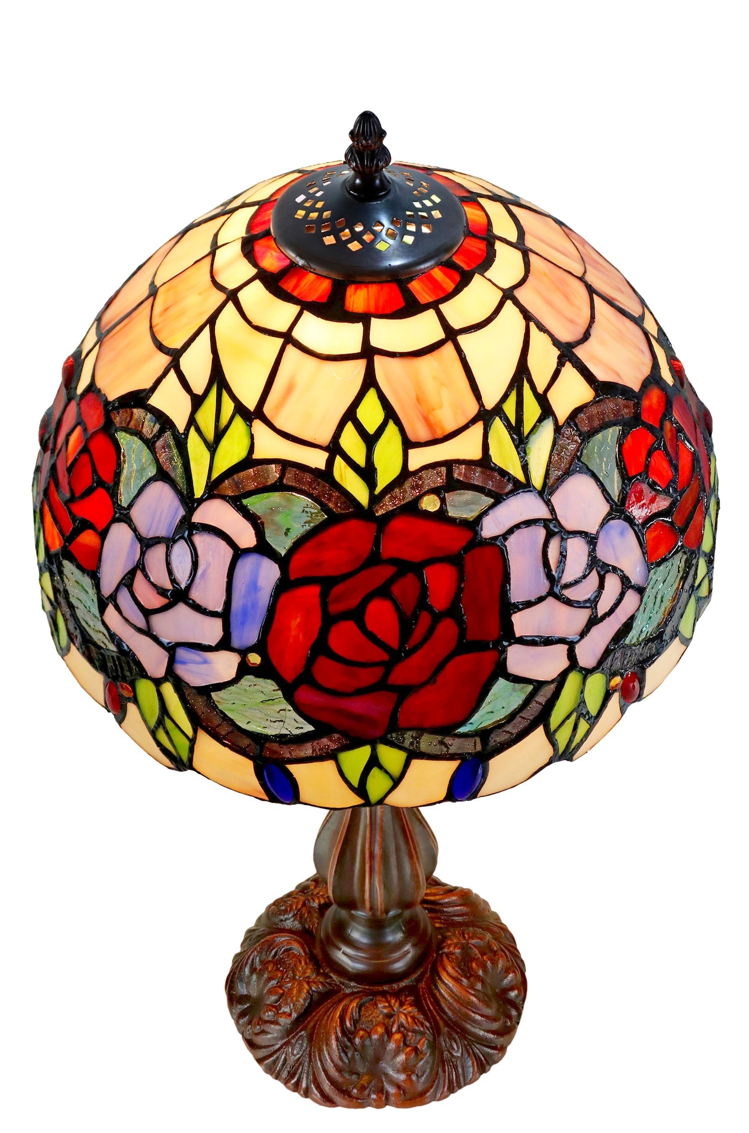 12rose Style Leadlight Stained Glass Tiffany Bedside Lamp Buy Table