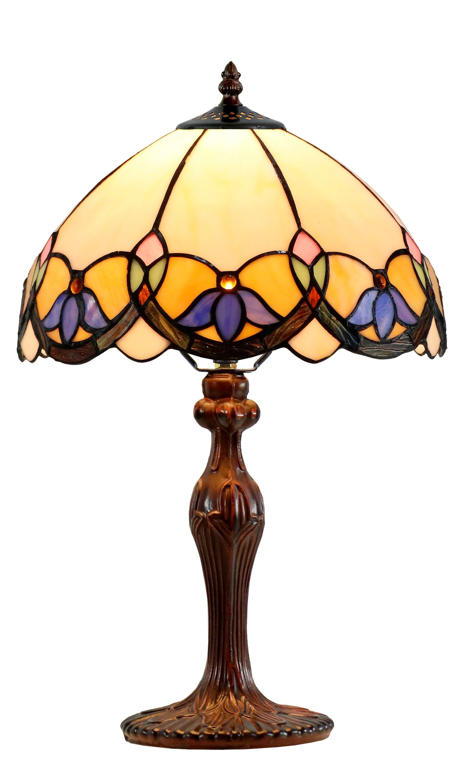12 Wisteria Style Leadlight Stained Glass Tiffany Bedside Lamp