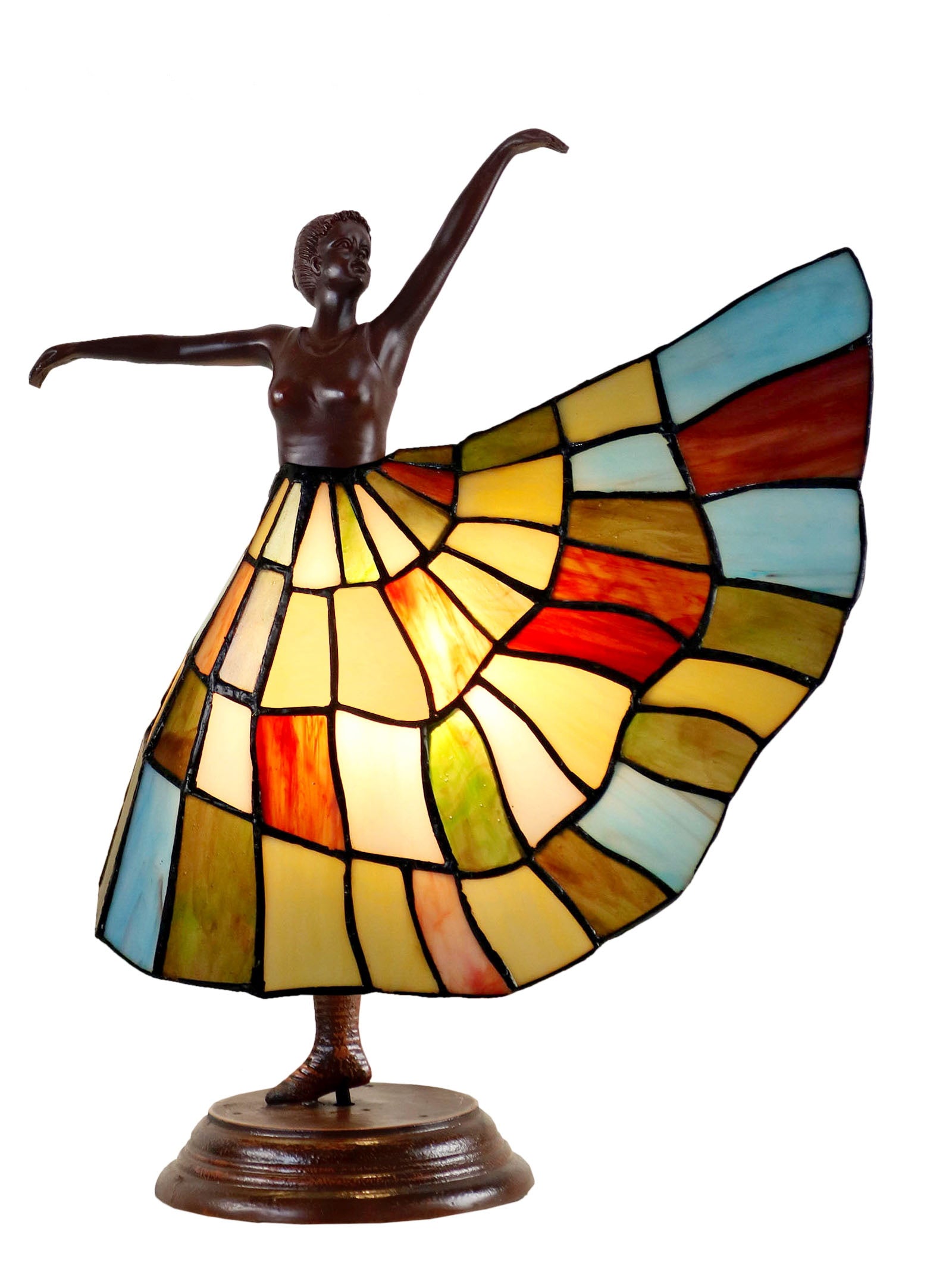 Art Deco Dancer Figurines Tiffany Stained Glass Accent Lamp Buy Table