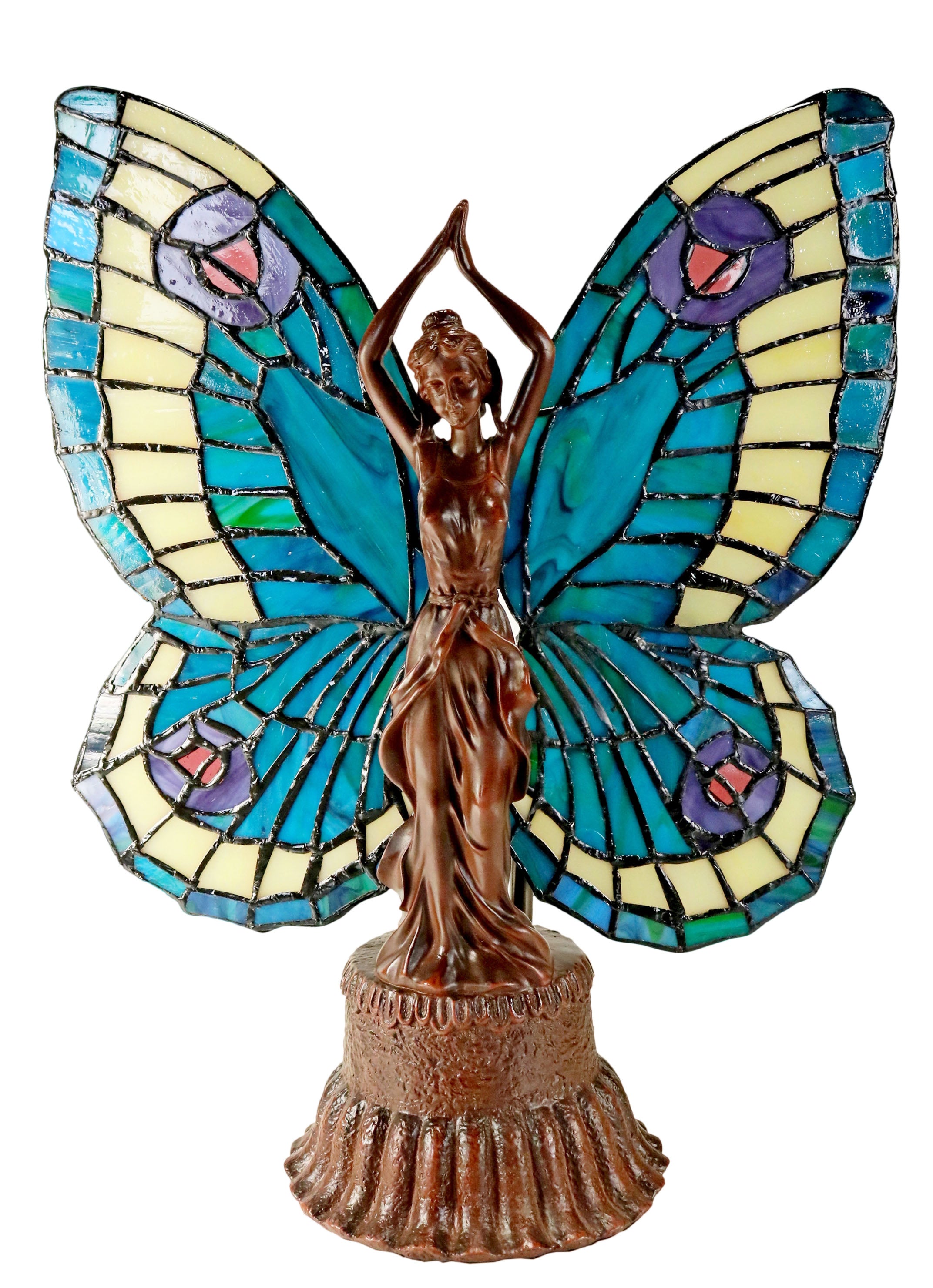 Vivid Fairy Angel Lady Tiffany Stained Glass Figurine Art Deco Lamp