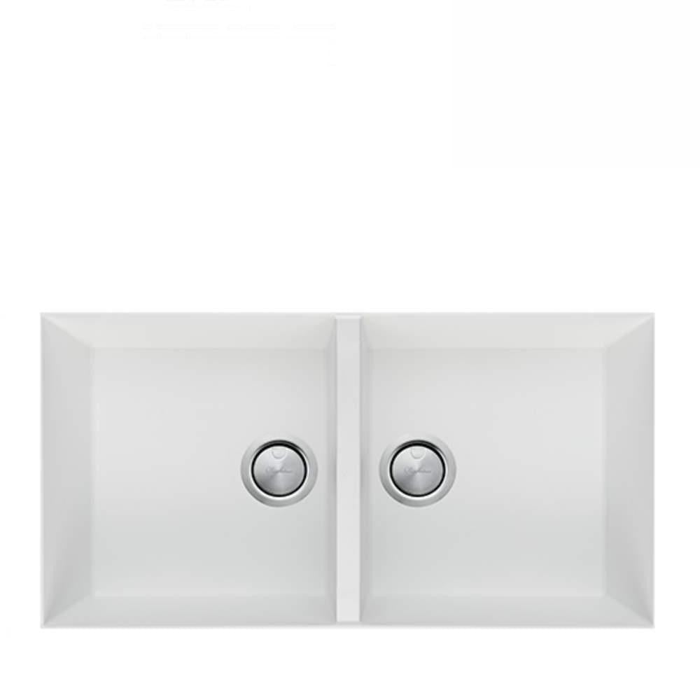 Oliveri Santorini Sink Double Bowl 860 x 450mm UnderMount White STWH1563U Buy Fireclay