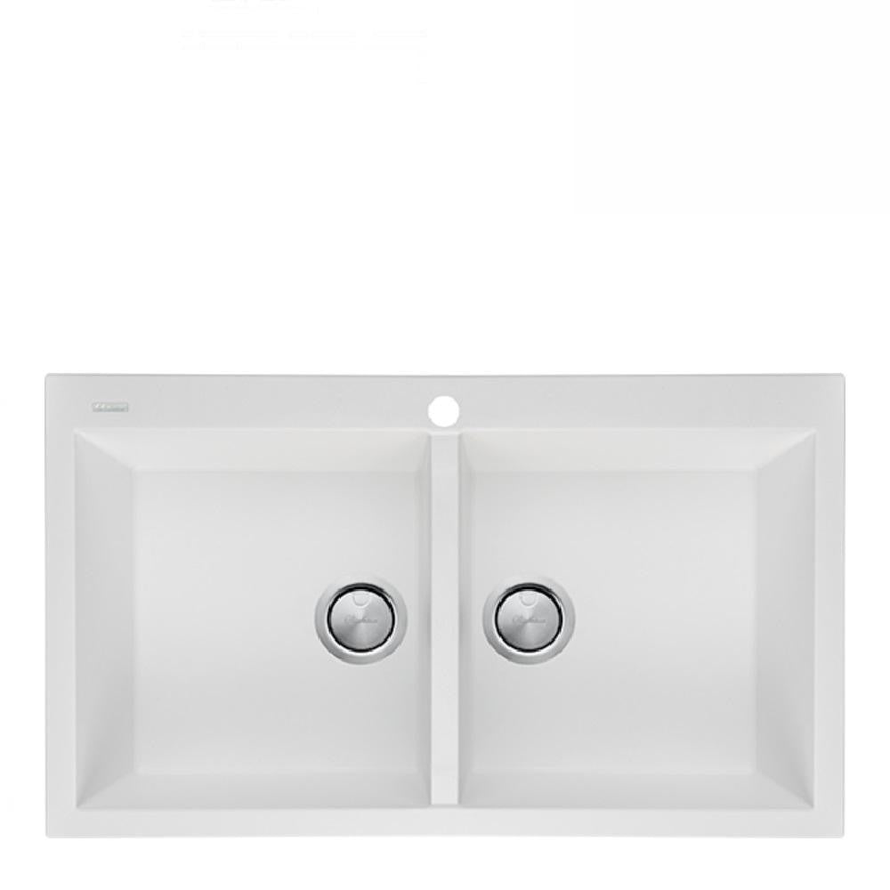 Oliveri Santorini Sink Double Bowl 860 x 510mm Top Mount 1th White STWH1564 Buy Fireclay