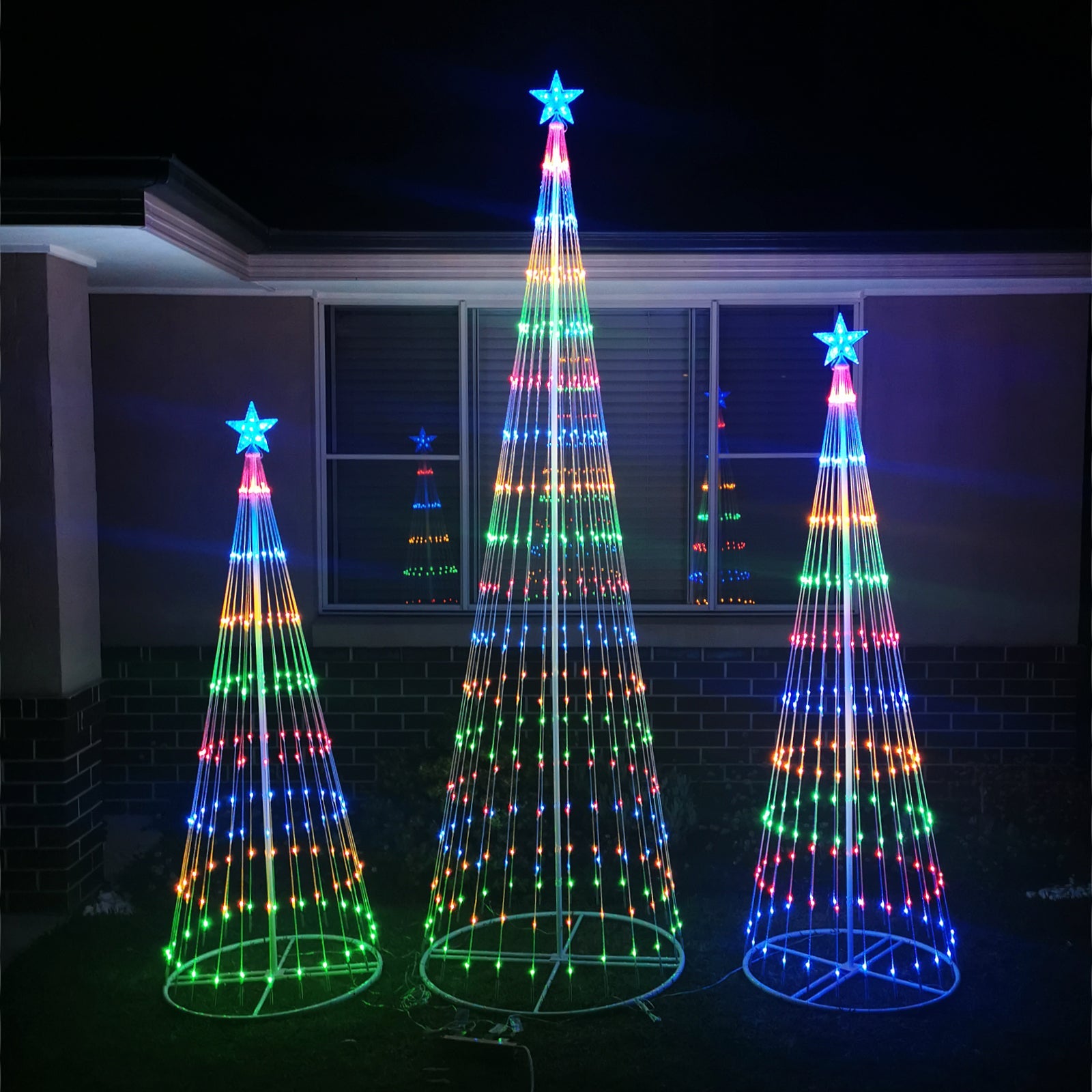 190cm Cone Tree 198 LED Digitally Animated 24 Functions Multi Colour ...