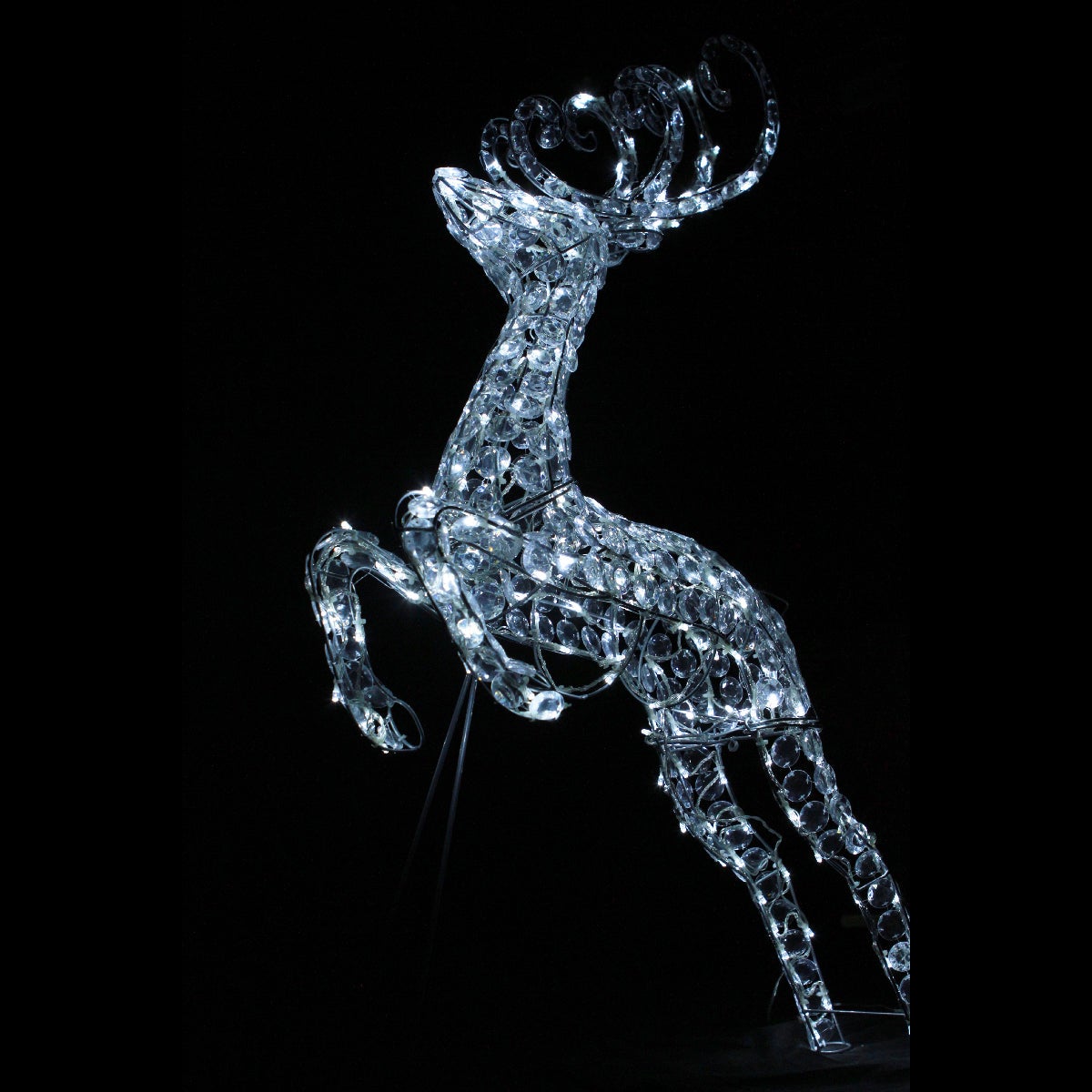 3D Crystal Leaping Reindeer 96x46x14cm White LED Display Indoor/Outdoor ...