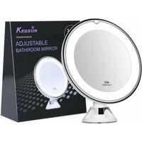 KEDSUM 6.8" 10x Magnifying LED Lighted Makeup Mirror,Bathroom Vanity Mirror with