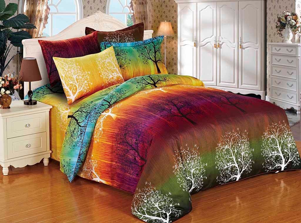 Quilting tips from hrq RAINBOW TREE Duvet/Doona/Quilt Cover Set Queen/King Size/Super King