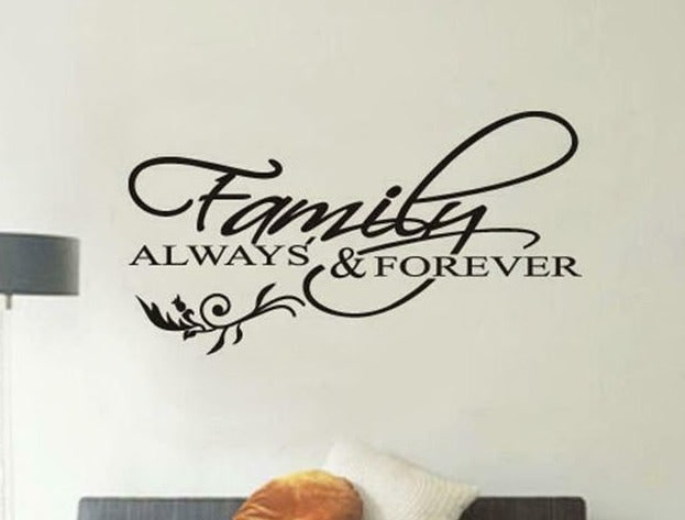 /"Family Always Forever/" Removable Wall Stickers Quote Wall Decal Art Mural Decor