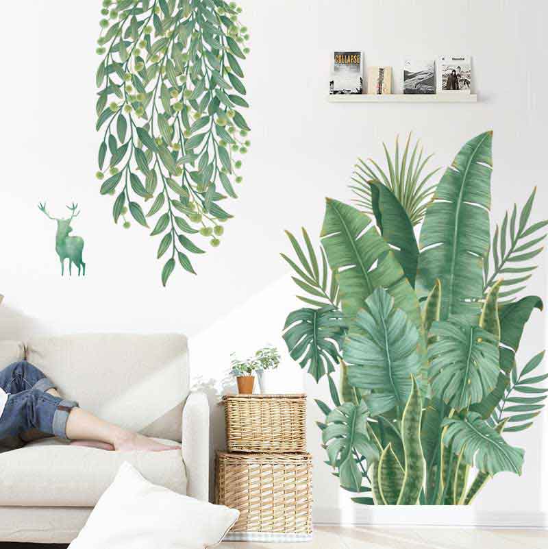 Greenery Tropical Leave Branch Wall Stickers Home Nursery Decor Vinyl