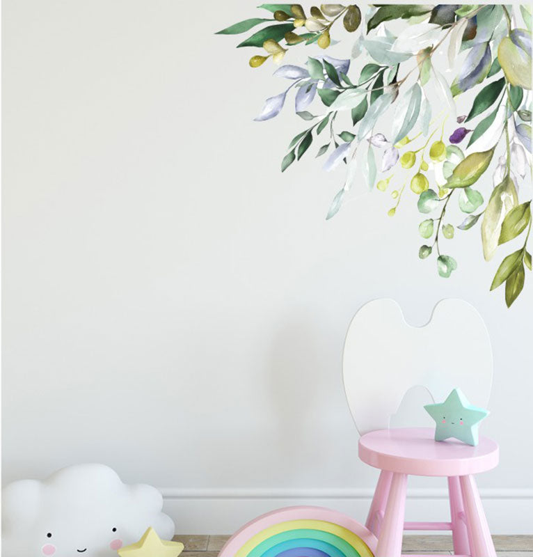 Greenery Tropical Leaves Corner Branch Wall Decal Nursery