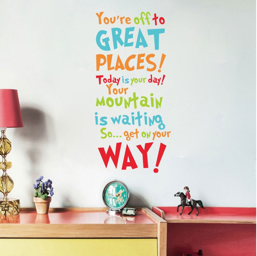 Oh The Places You'll Go Wall Quote Decal Sticker Why Fit In cat Dr Seuss words